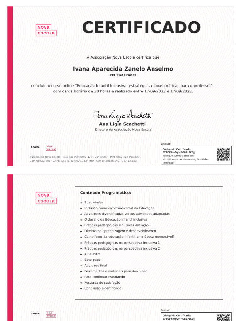 Certificado 1 | PDF | Pedagogia | Cognição