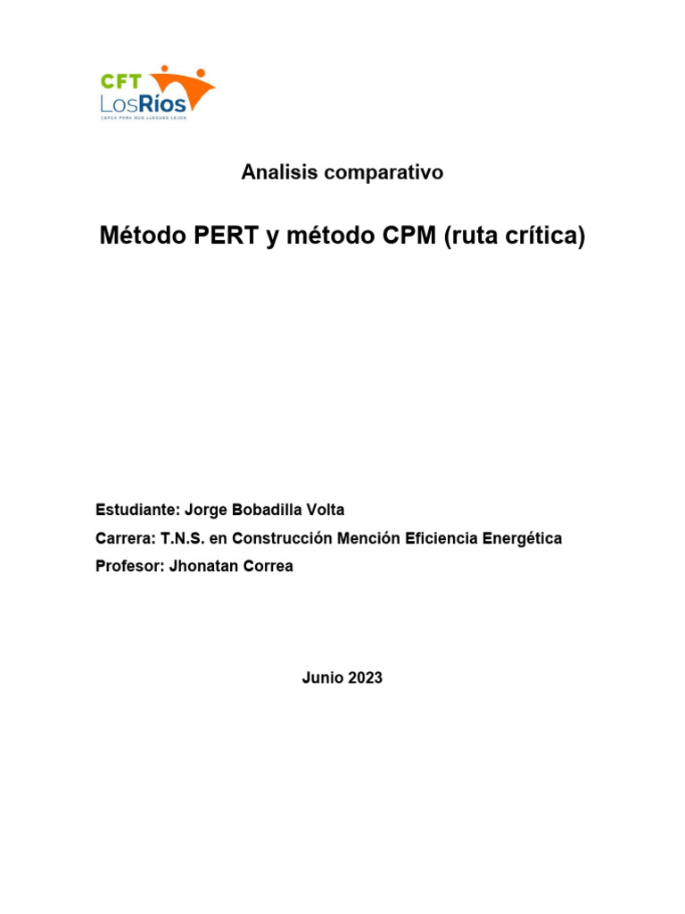Metodo Pert y CPM | PDF | Gestión de proyectos
