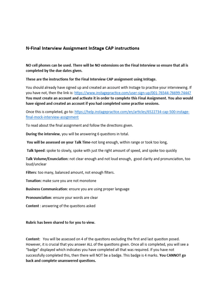InStage Final Interview Assignment Guide | PDF | Computing | Software