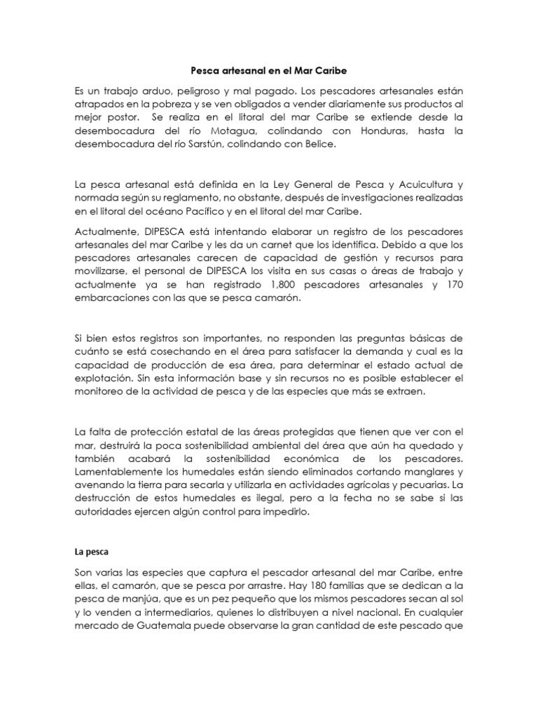 Desafíos de la pesca artesanal caribeña | PDF | Agricultura | Economias