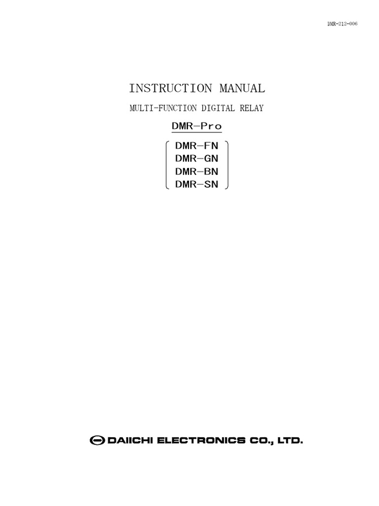 4) Instruction Manual For MultiFunction Digital Relay PDF Power