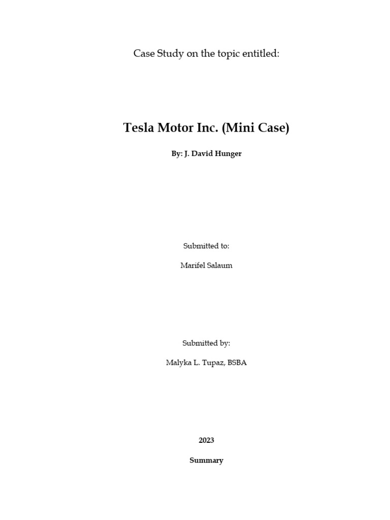 Tesla Motors Case Study: Challenges & Strategies | PDF | Profit ...