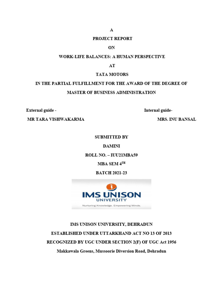 Work Life Balance Tata Motors Human | PDF | Wellness