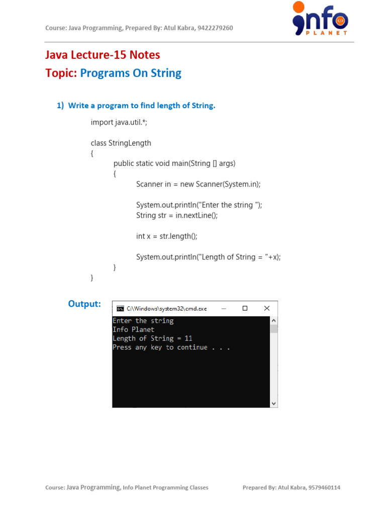Java Lec-15 Programs On String.1ebcabf | PDF | Computer Programming ...