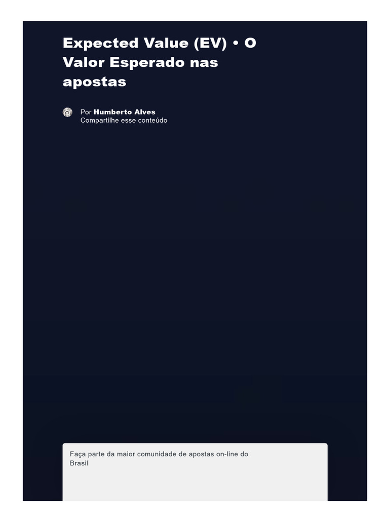 Expected value ev o valor esperado nas apostas pdf