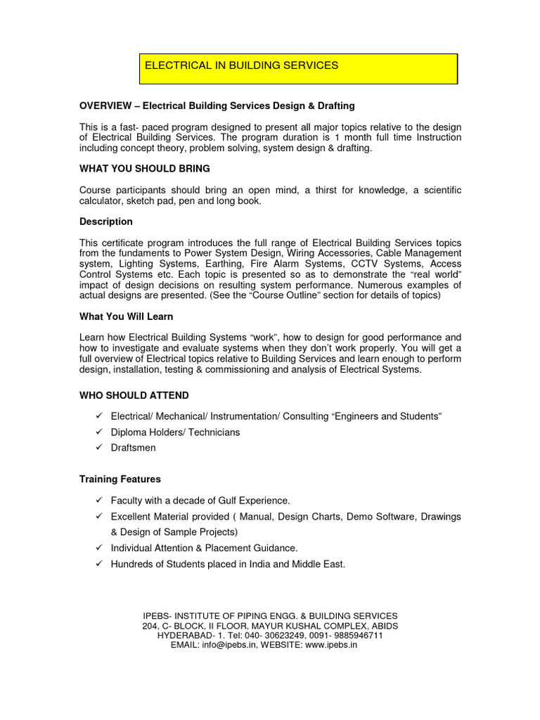 ELECTRICAL DESIGN & DRAFTING SYLLABUS 2023 PDF Electrical Wiring