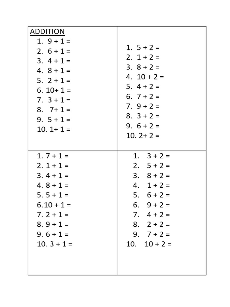 ADDITION MIX NUMBER PDF