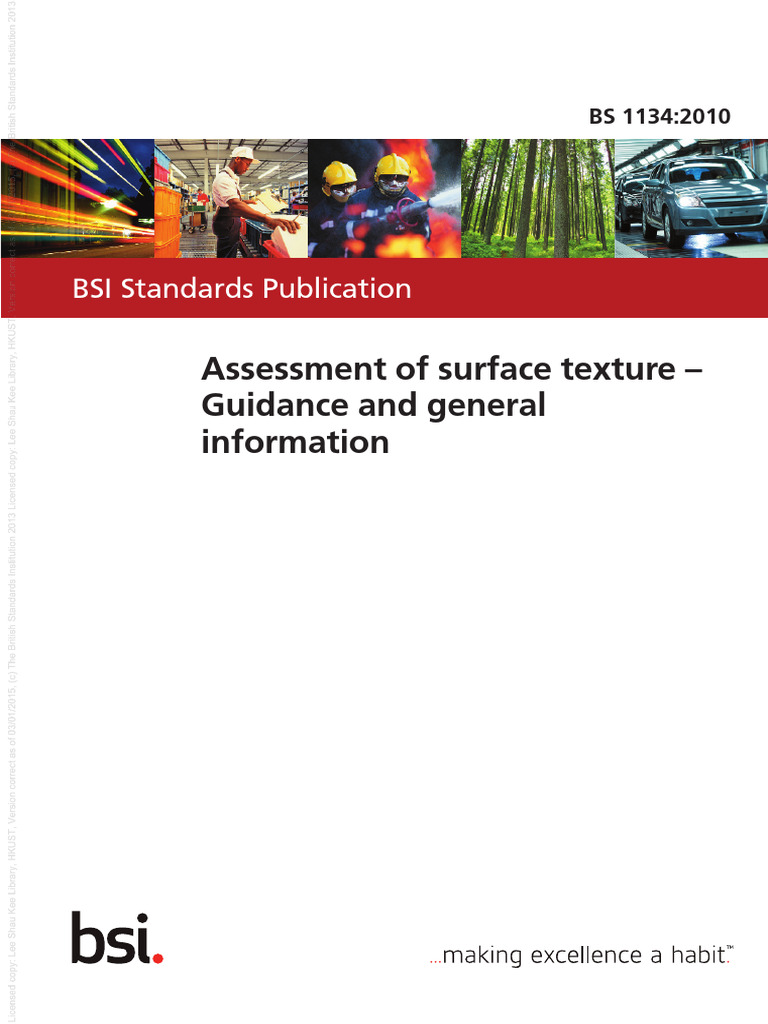 BS 1134 2010, Assessment of Surface PDF Surface Roughness Specification (Technical Standard)