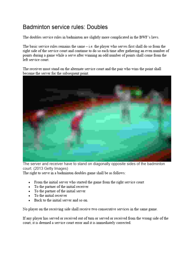 Badminton Service Rules PDF