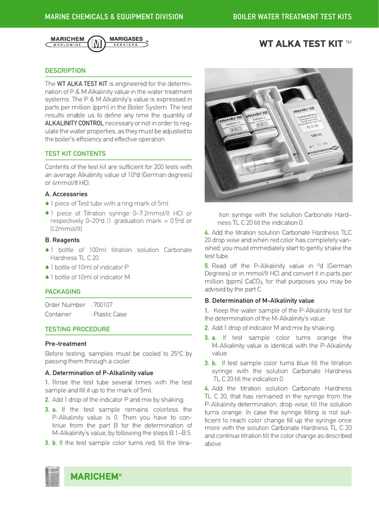 WT Alka Test Kit PDF Alkalinity Titration