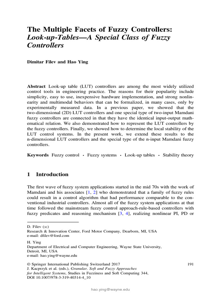 Fuzzy Controllers and Look-up Tables | PDF | Control Theory | Fuzzy Logic