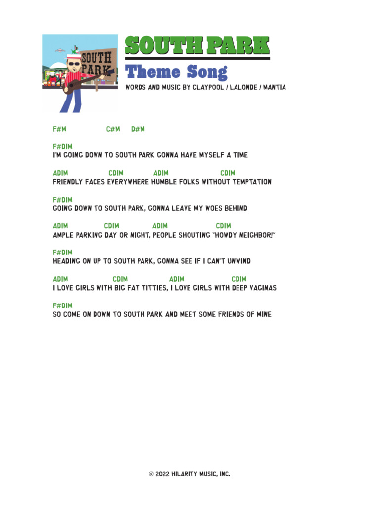 south-park-theme-song-pdf