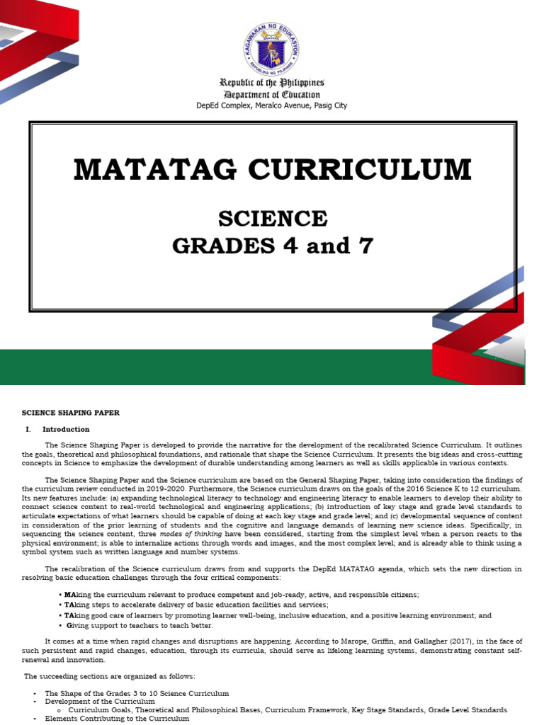 Matatag science cg grade 4 and 7 pdf