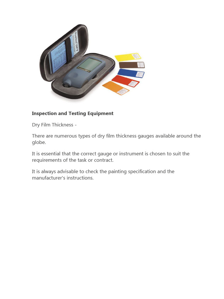 Dry Film Thickness Gauge Overview | PDF | Thermometer | Physical Sciences