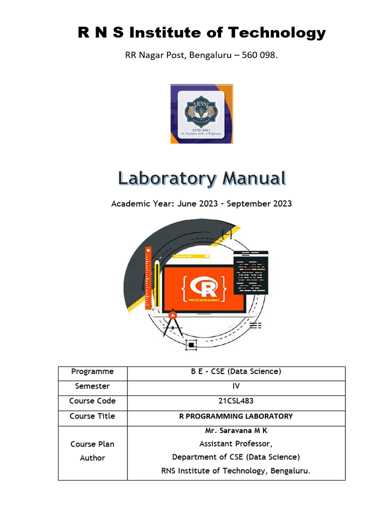 R - Lab Manual (2022-23) | PDF