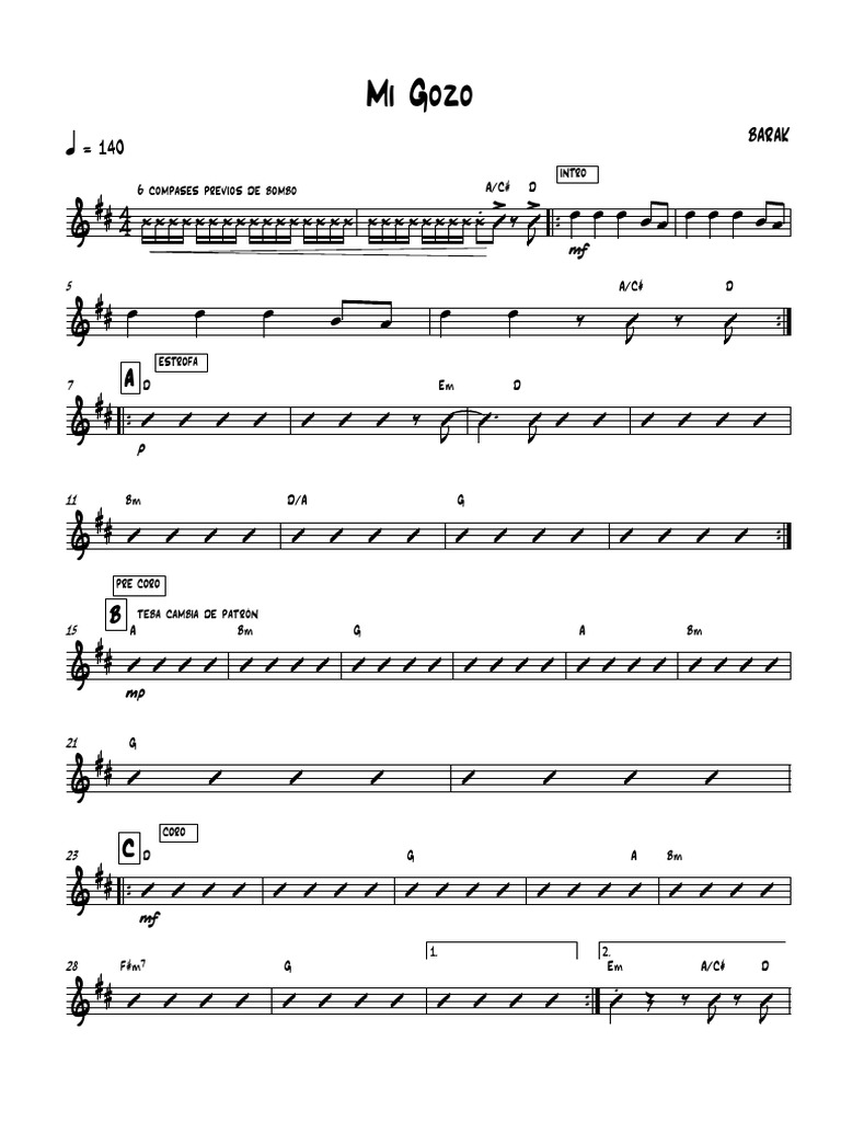 Mi Gozo Barak Partitura Completa Pdf