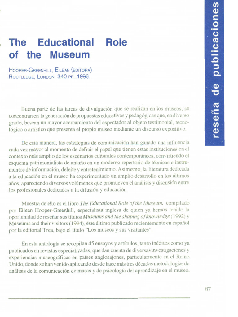 The Educational Role Of The Museum Pdf
