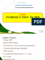 Intro D U C Tion To PHP: Chapter