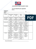 Rubrica de Evaluación para Exposición Grupal