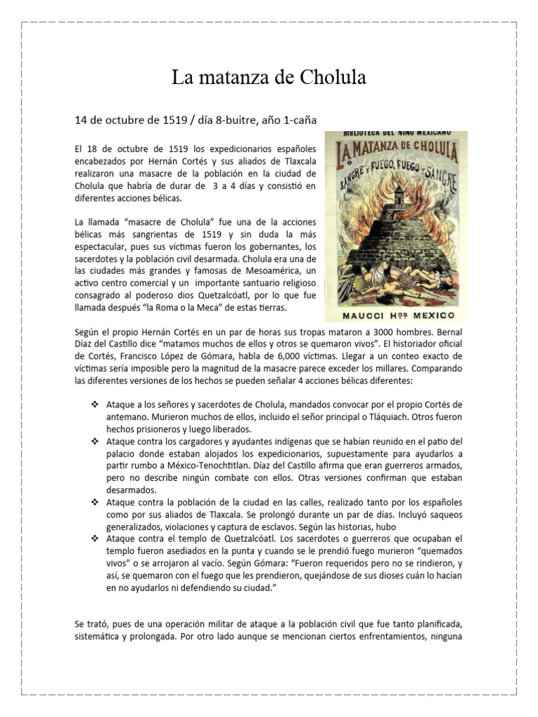 La Matanza de Cholula | PDF | Hernán Cortés | Conflictos