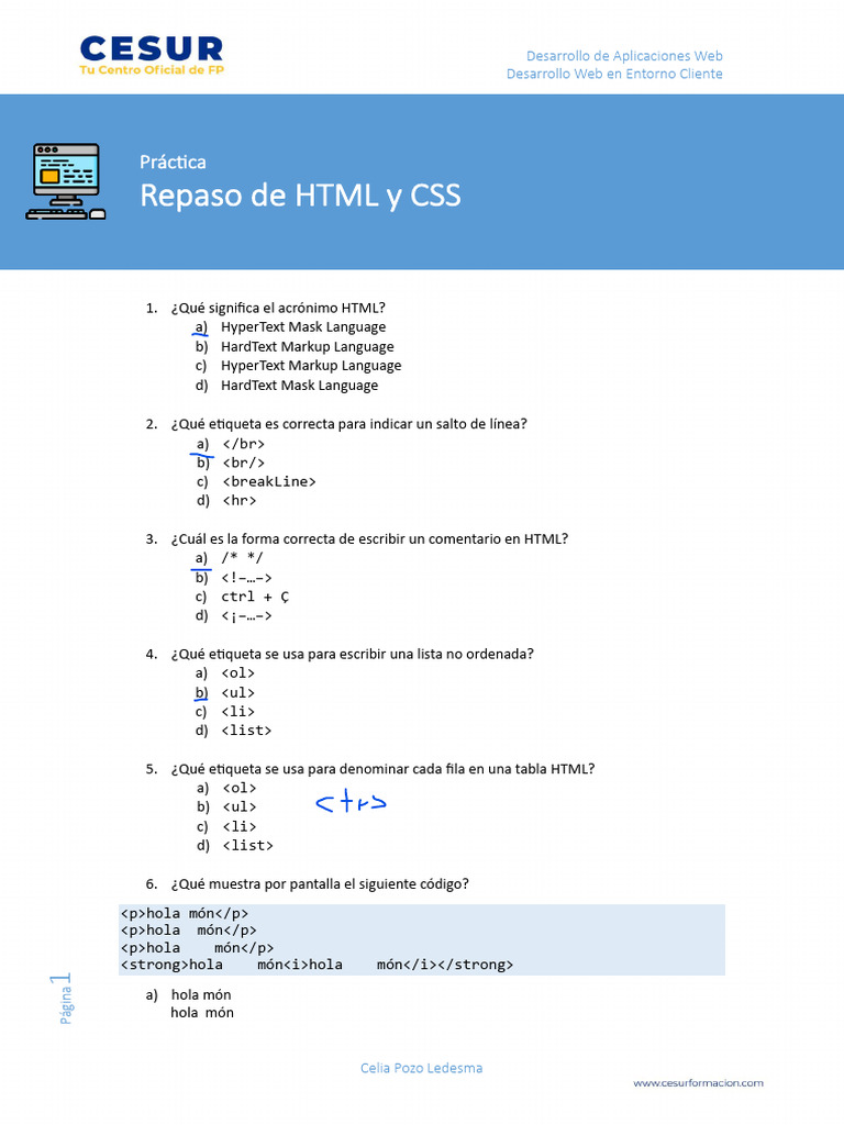 1 - Práctica - Repaso de HTML y CSS | PDF | Informática