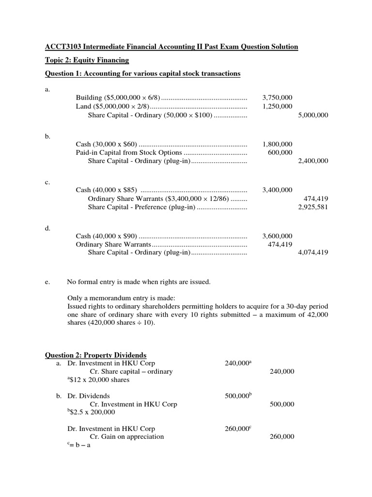 Equity Financing Exam Solutions Guide | PDF | Teaching Methods & Materials