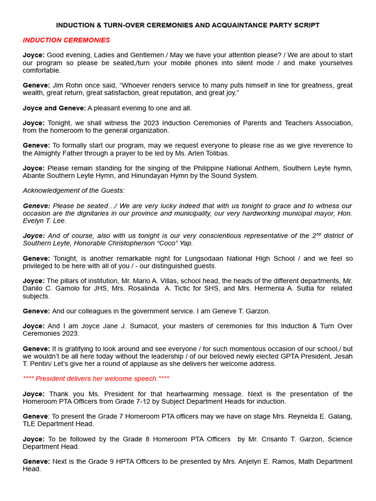 Induction Script Pdf