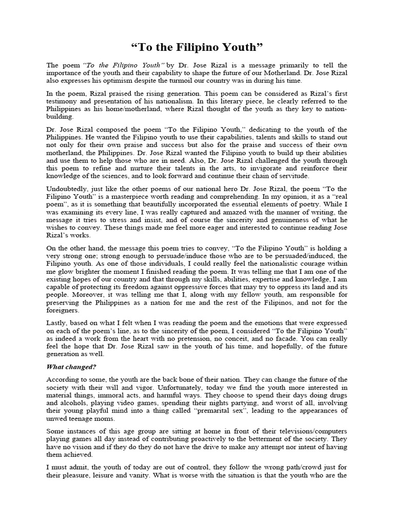 To The Filipino Youth Pdf