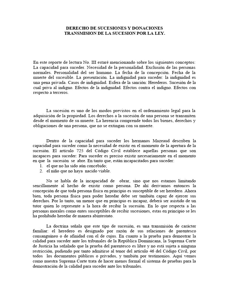Transmision de La Sucecion Por Ley | PDF