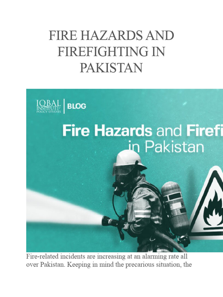 Fire Hazards and Firefighting in Pakistan PDF