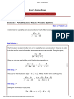 Partial Fractions Examinations 3a Solution