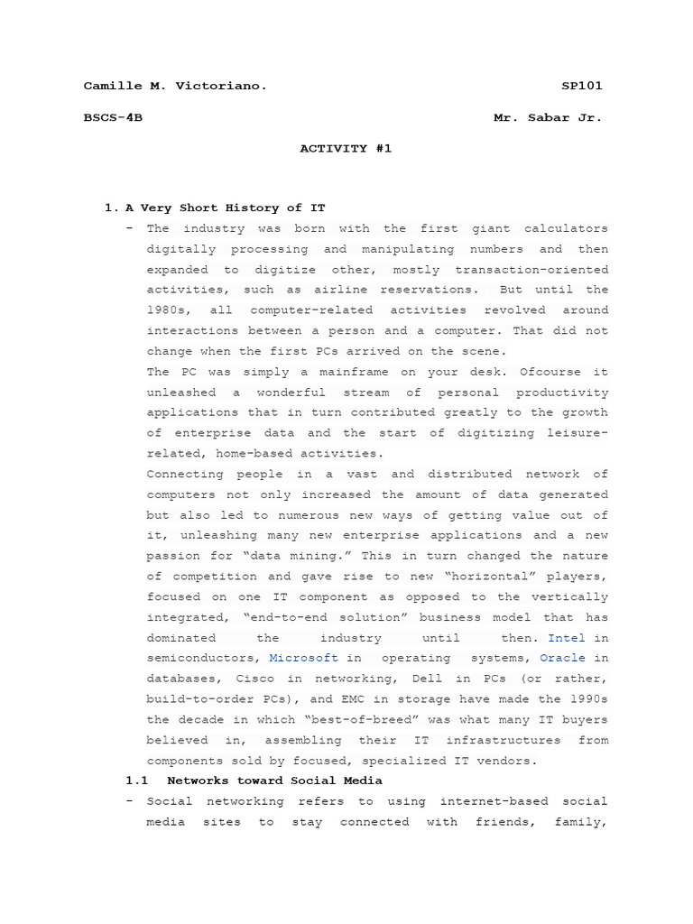 SP101 Activity1 PDF Technological Convergence Computer Network