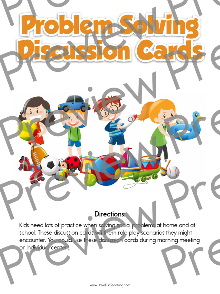 Problem Solving Discussion Cards Activity Preview | PDF