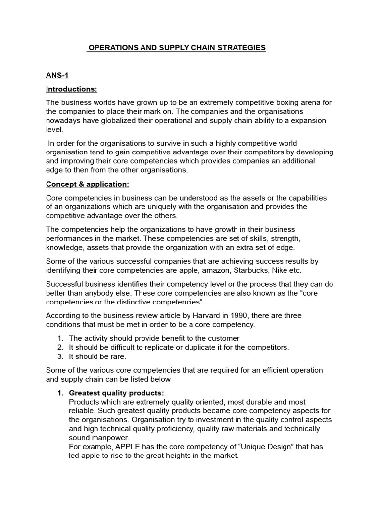 Operations And Supply Chain Strategies Pdf Strategic Management