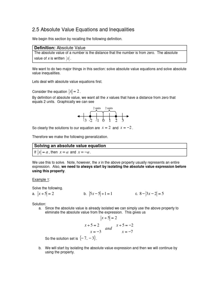 Absolute Value: Equations & Inequalities | PDF | Inequality ...
