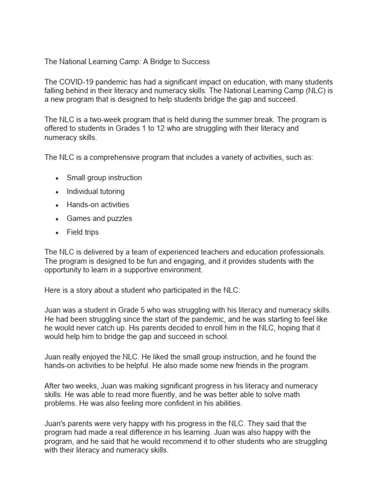NLC Narrative Report Sample | PDF