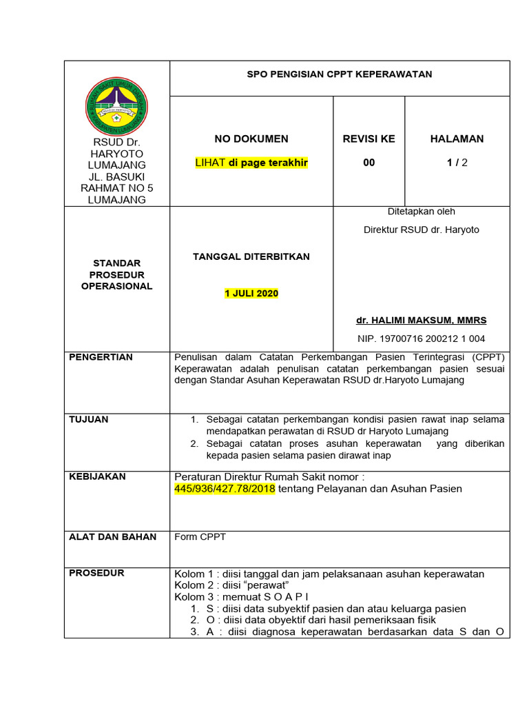 Contoh Penulisan CPPT Keperawatan | PDF