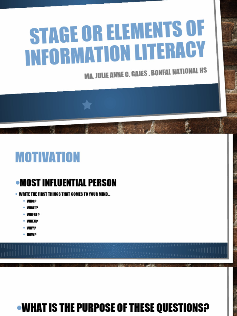 Stage or Elements of Information Literacy | PDF | Information ...