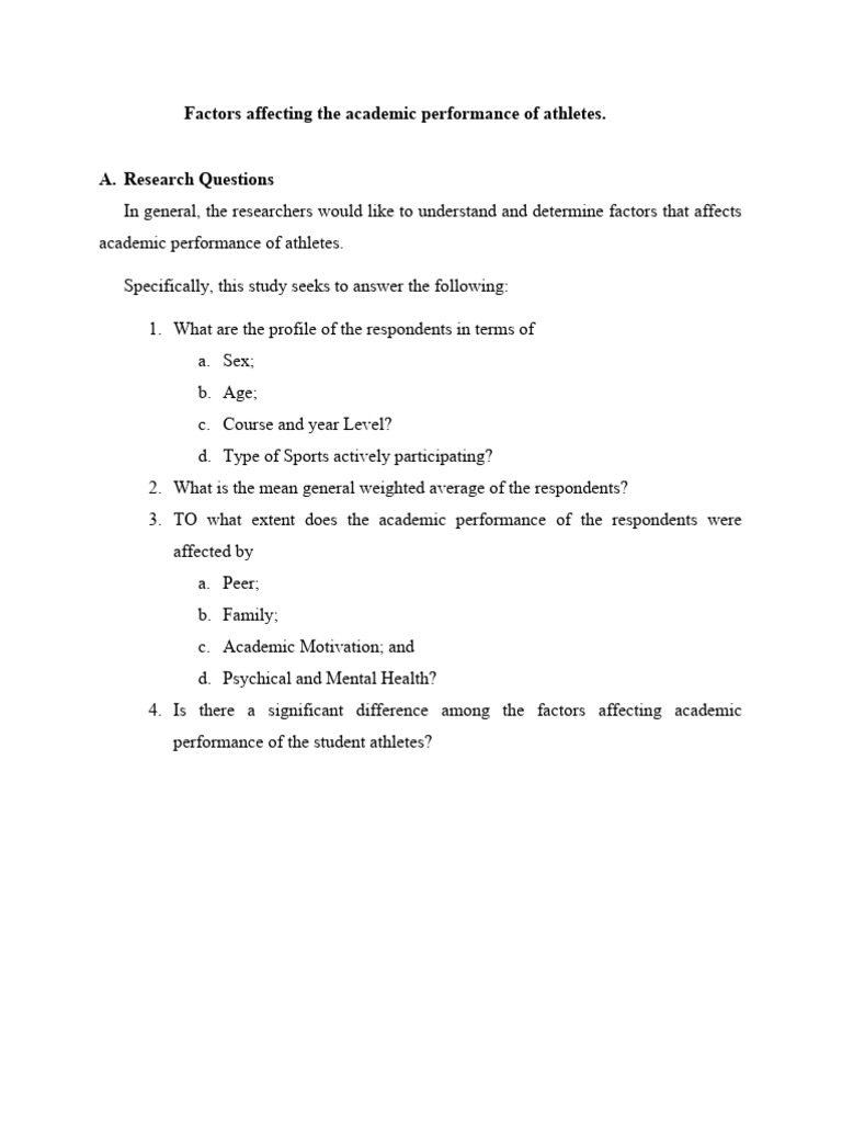 Factors Affecting The Academic Performance of Athletes PDF