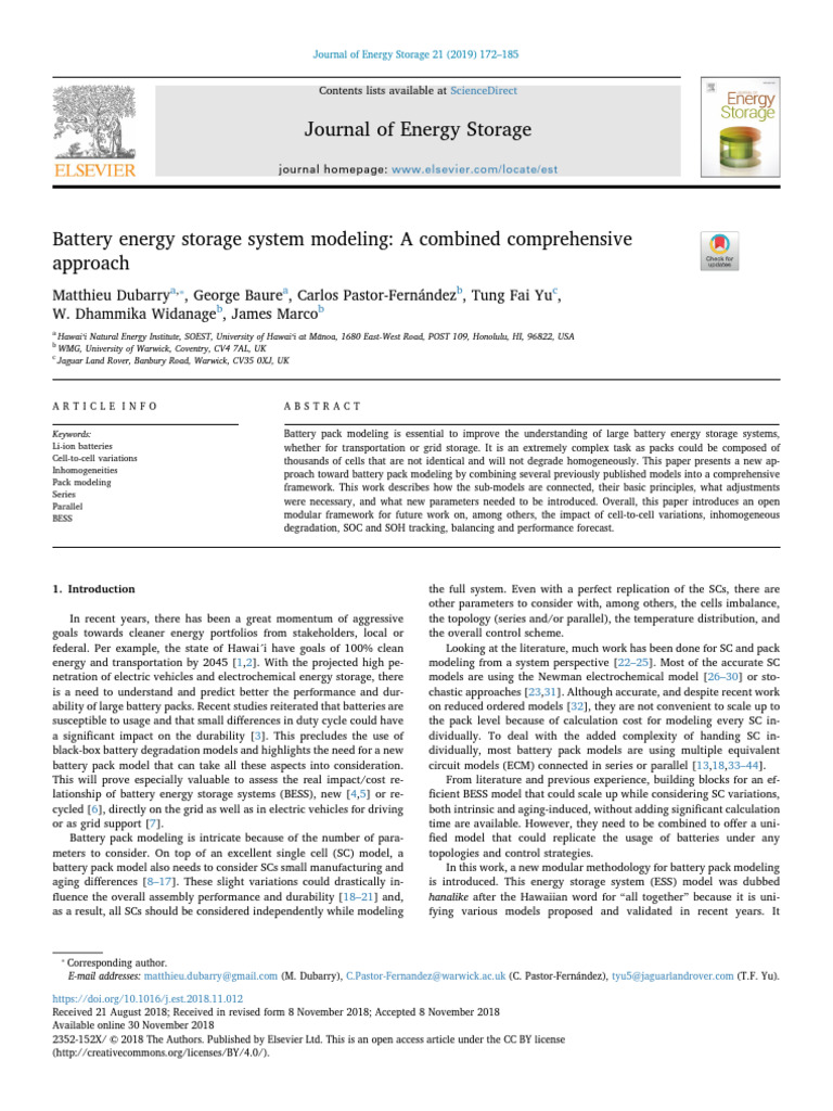Battery Energy Storage System Modeling | PDF | System On A Chip ...