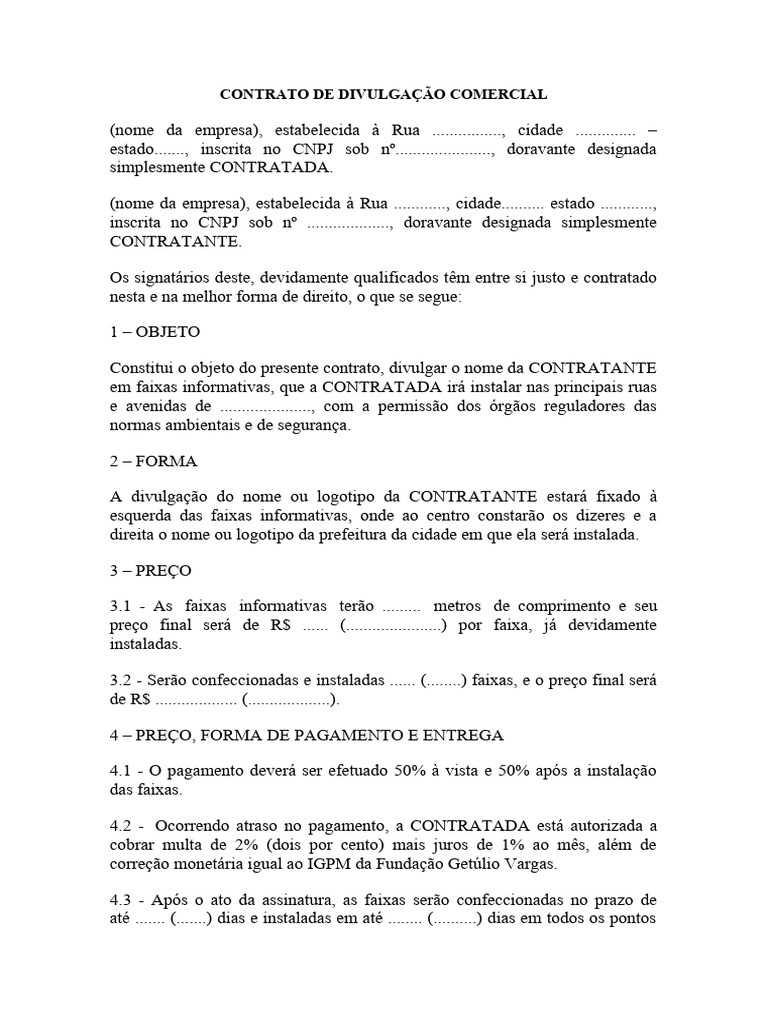 Contrato de divulga o comercial pdf