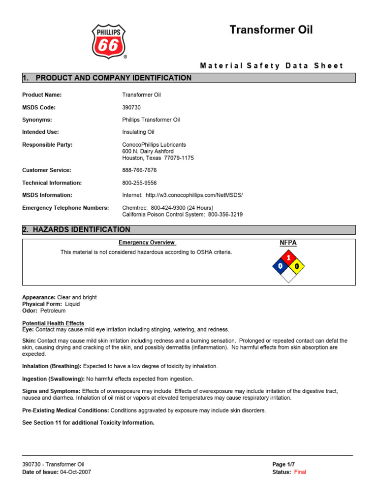 Transformer Oil | PDF