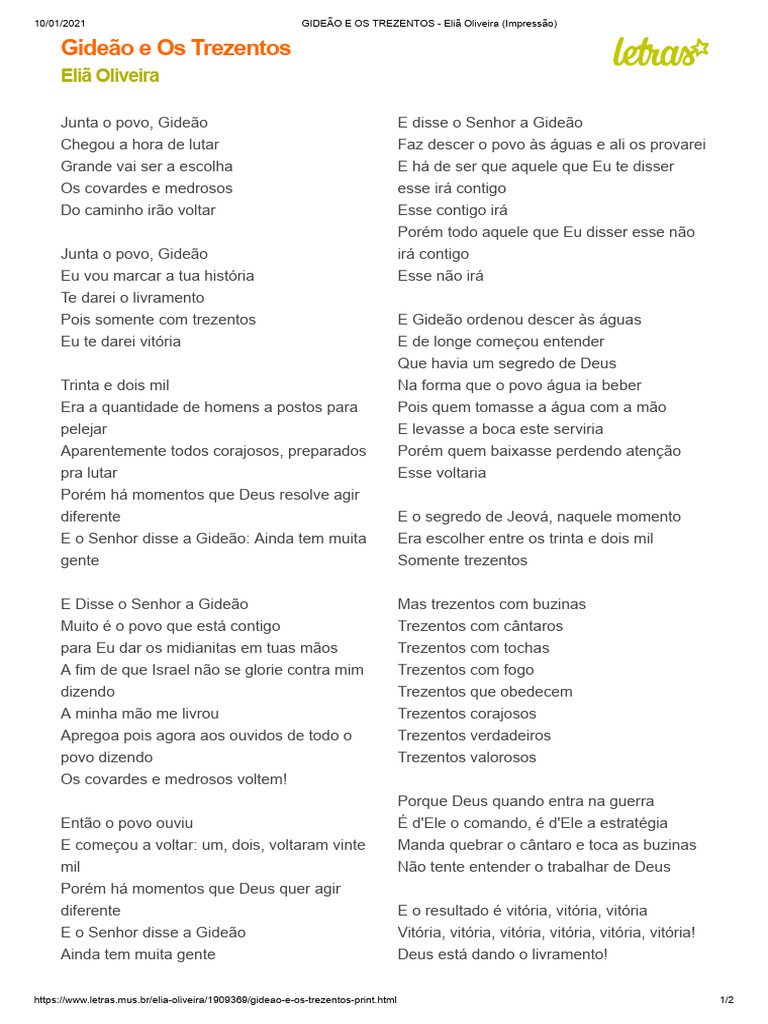 GIDEÃO E OS TREZENTOS - Eliã Oliveira (Impressão) | PDF