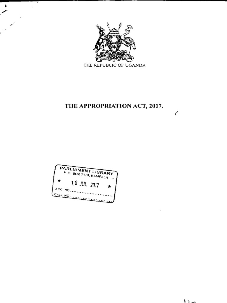 Appropriation Act 2017 PDF Expense Agriculture