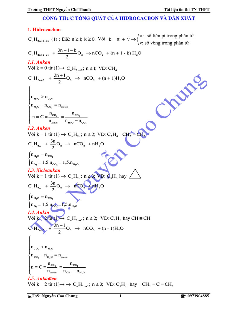 Cong thuc tong quat hop chat huu co pdf