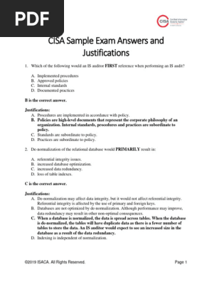 CISA Exam Sample Questions & Answers | PDF | Business | Finance