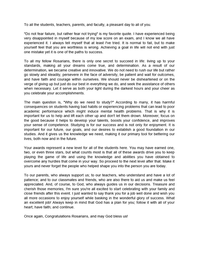 Final Closing Remarks Pdf Psychology