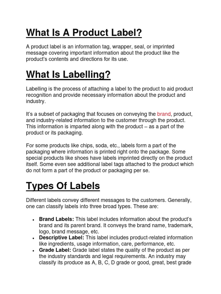 Product Labelling PDF Brand Marketing