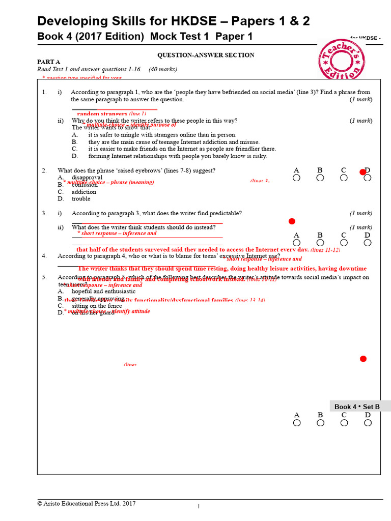 Developing skills for hkdse papers 1 2 book 4 2017 edition mock