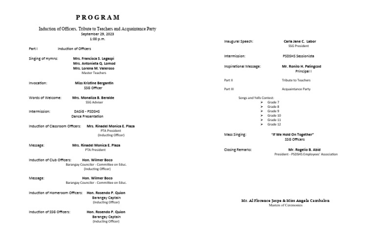 Oath Taking Program